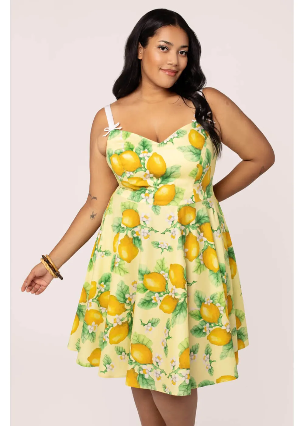 Hell Bunny Zesty Lemon 50's Swing Dress Yellow