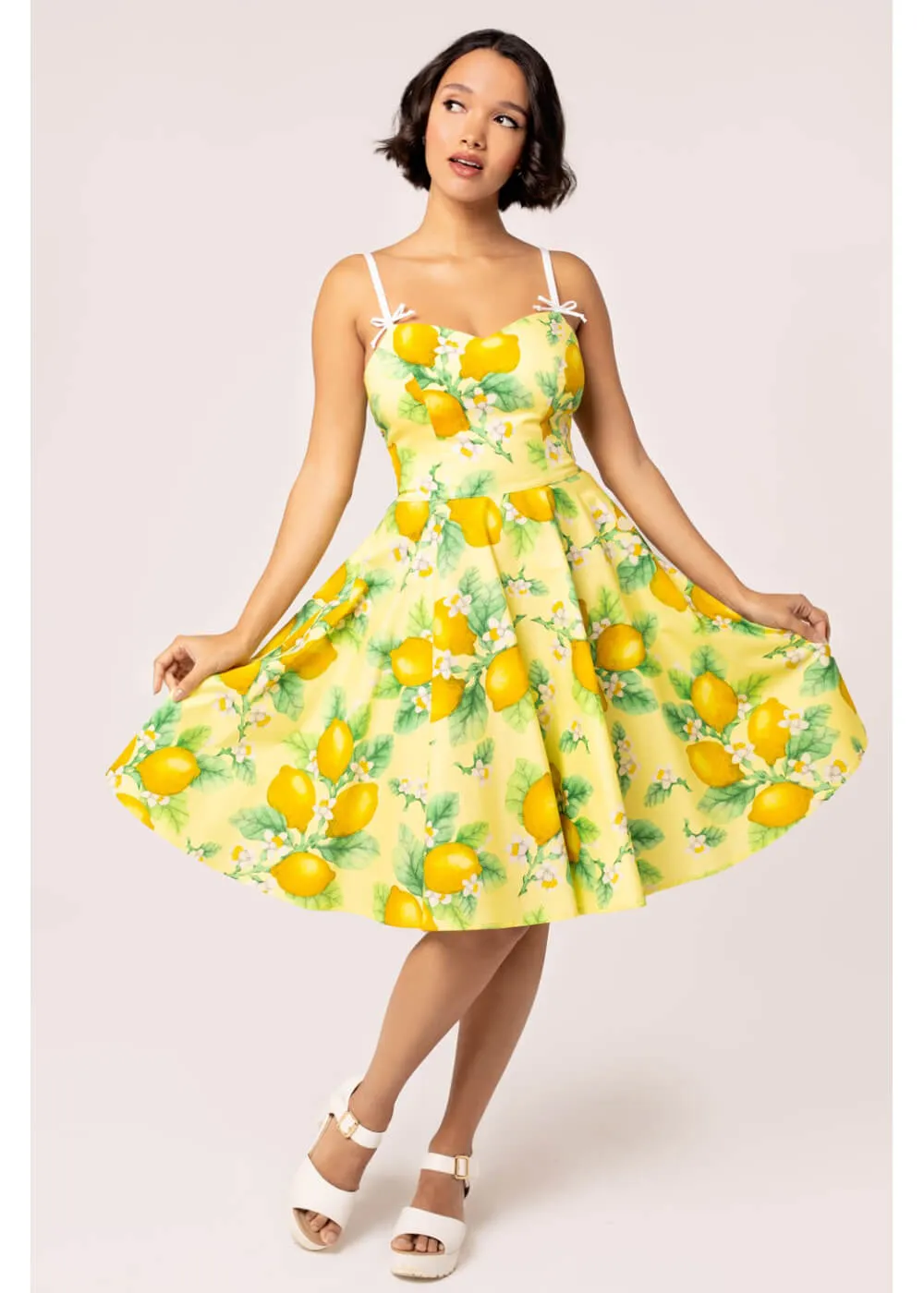 Hell Bunny Zesty Lemon 50's Swing Dress Yellow