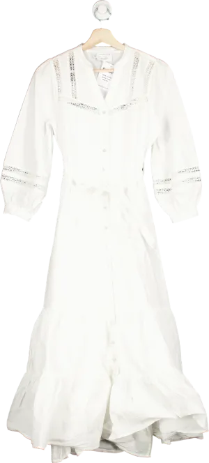 Hobbs White Limited Edition Button Down Midi Dress UK 6