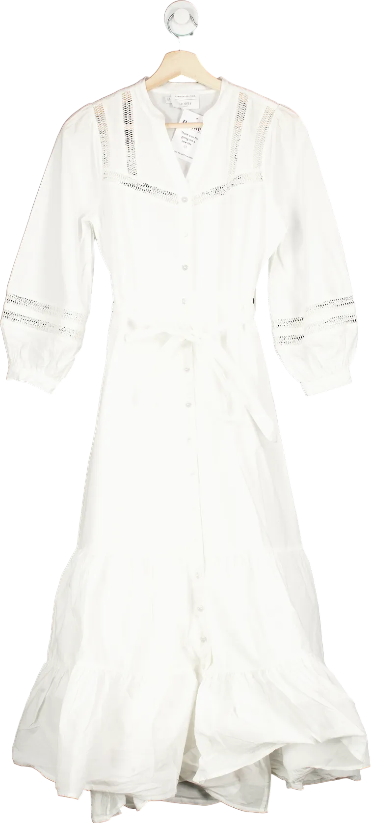 Hobbs White Limited Edition Button Down Midi Dress UK 6