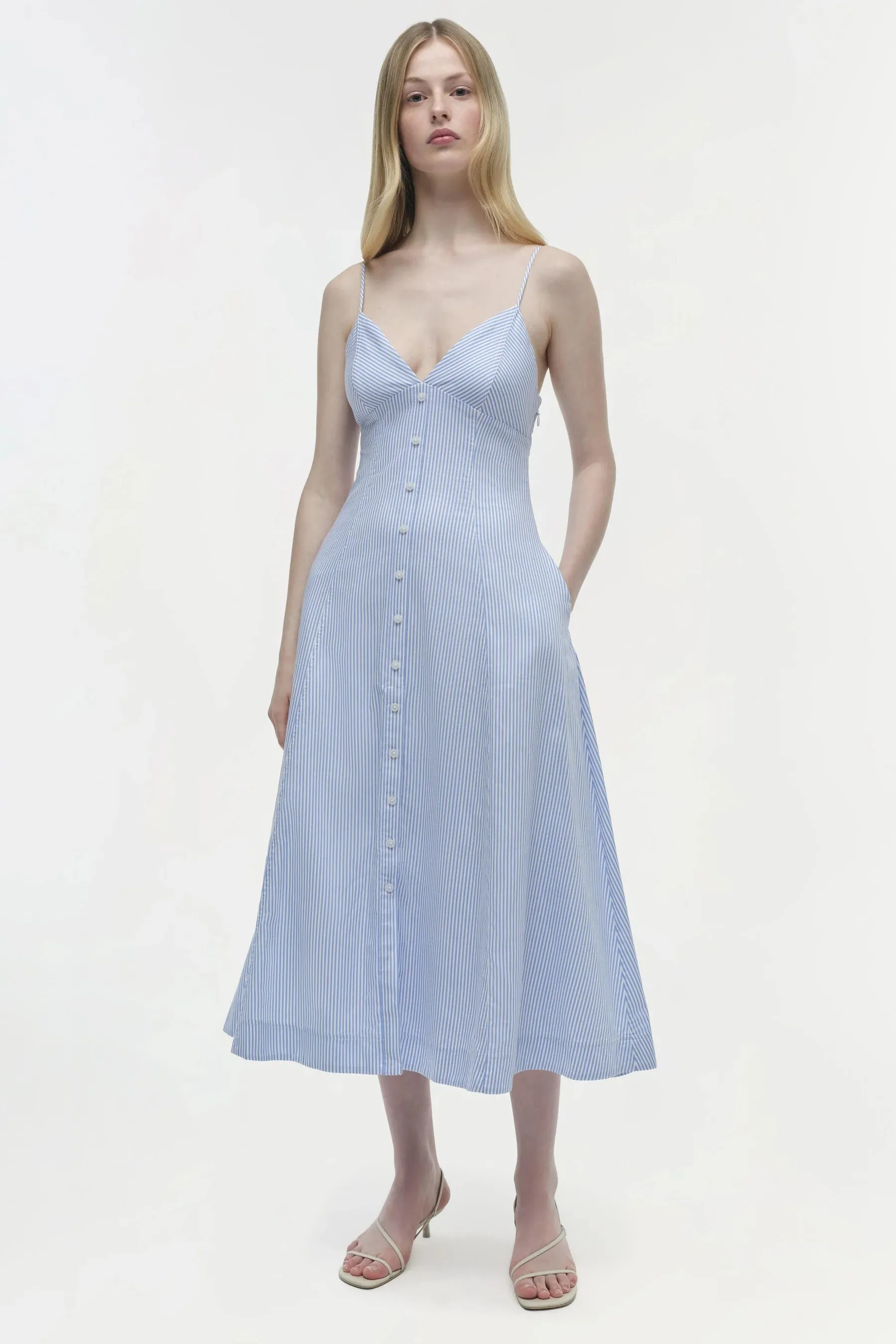 Honor Cami Maxi Dress in Blue Hydrangea Stripe
