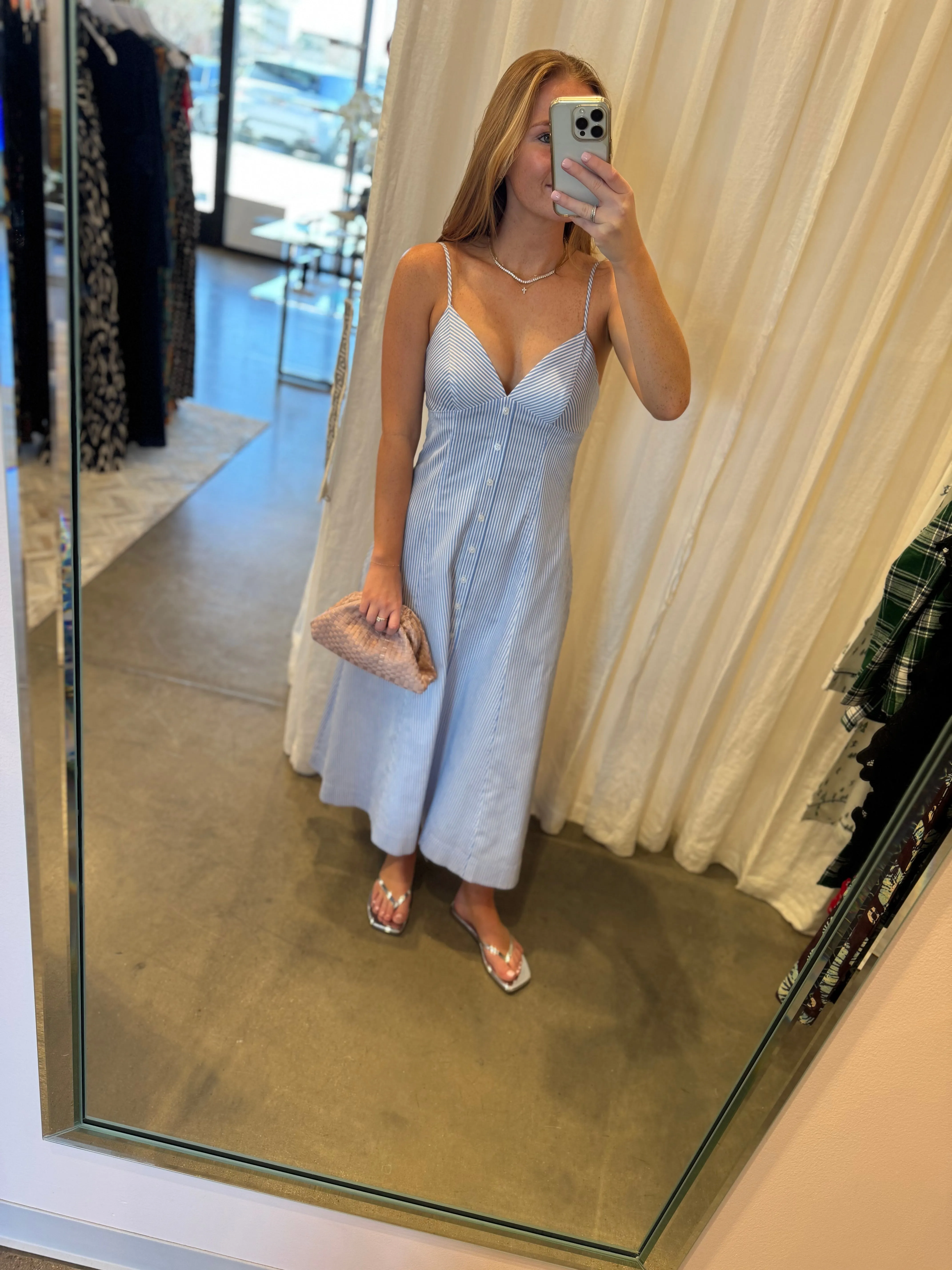 Honor Cami Maxi Dress in Blue Hydrangea Stripe