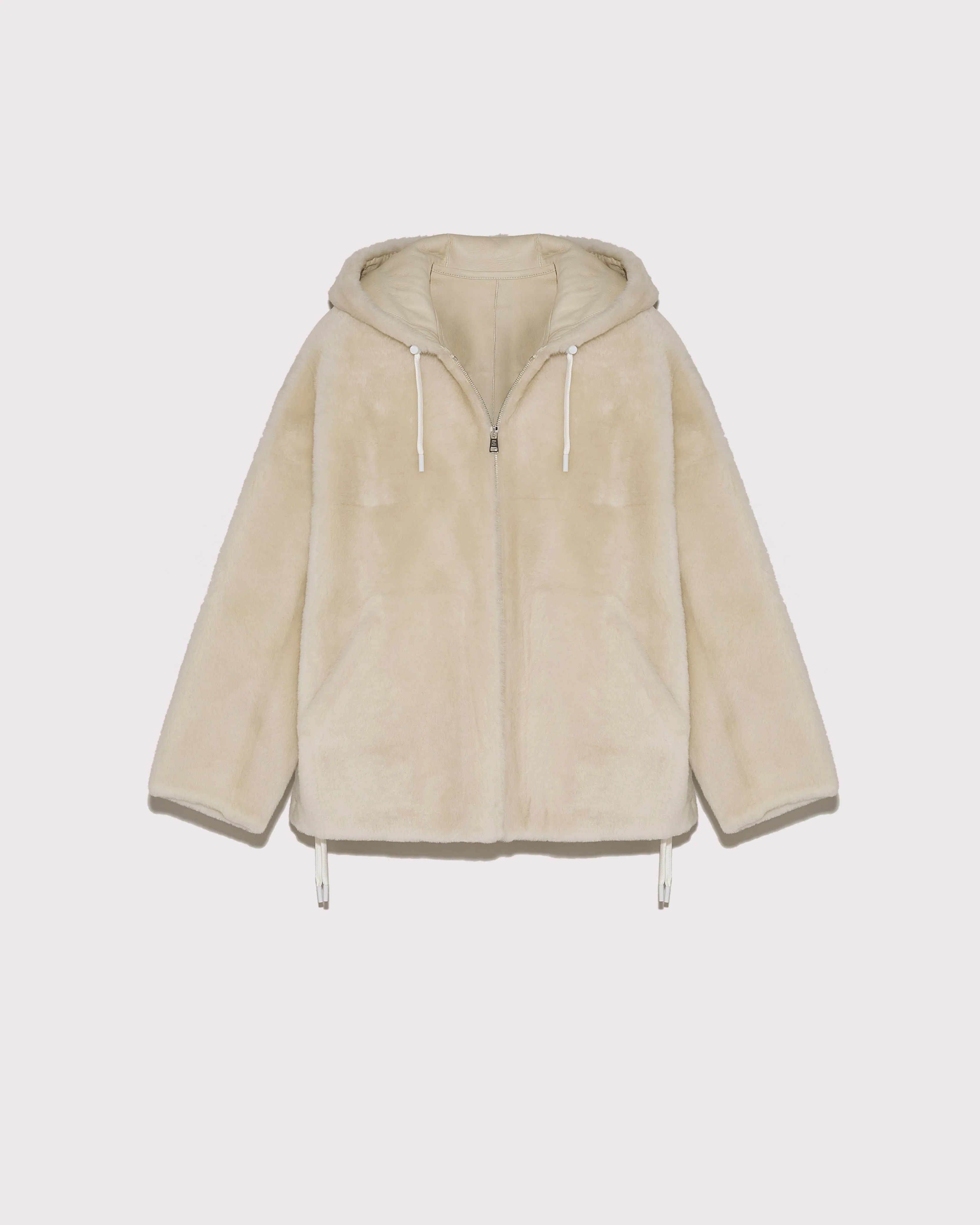 Hooded shearling jacket