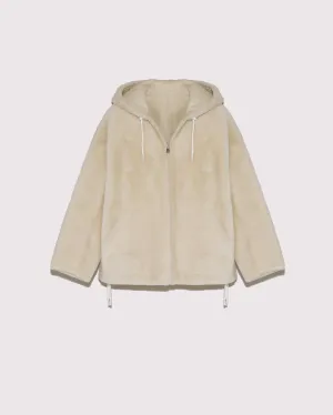 Hooded shearling jacket