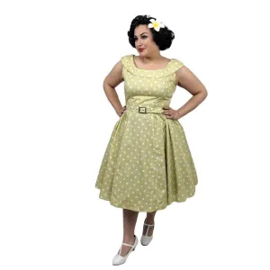 Housewife Dress in Chartreuse Polka Dot
