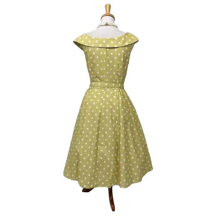 Housewife Dress in Chartreuse Polka Dot