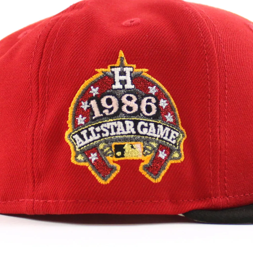 Houston Astros 1986 All Star Game New Era 59Fifty Fitted Hat (Scarlet Red Black Gray Under Brim)