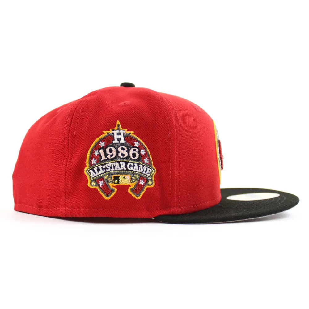 Houston Astros 1986 All Star Game New Era 59Fifty Fitted Hat (Scarlet Red Black Gray Under Brim)