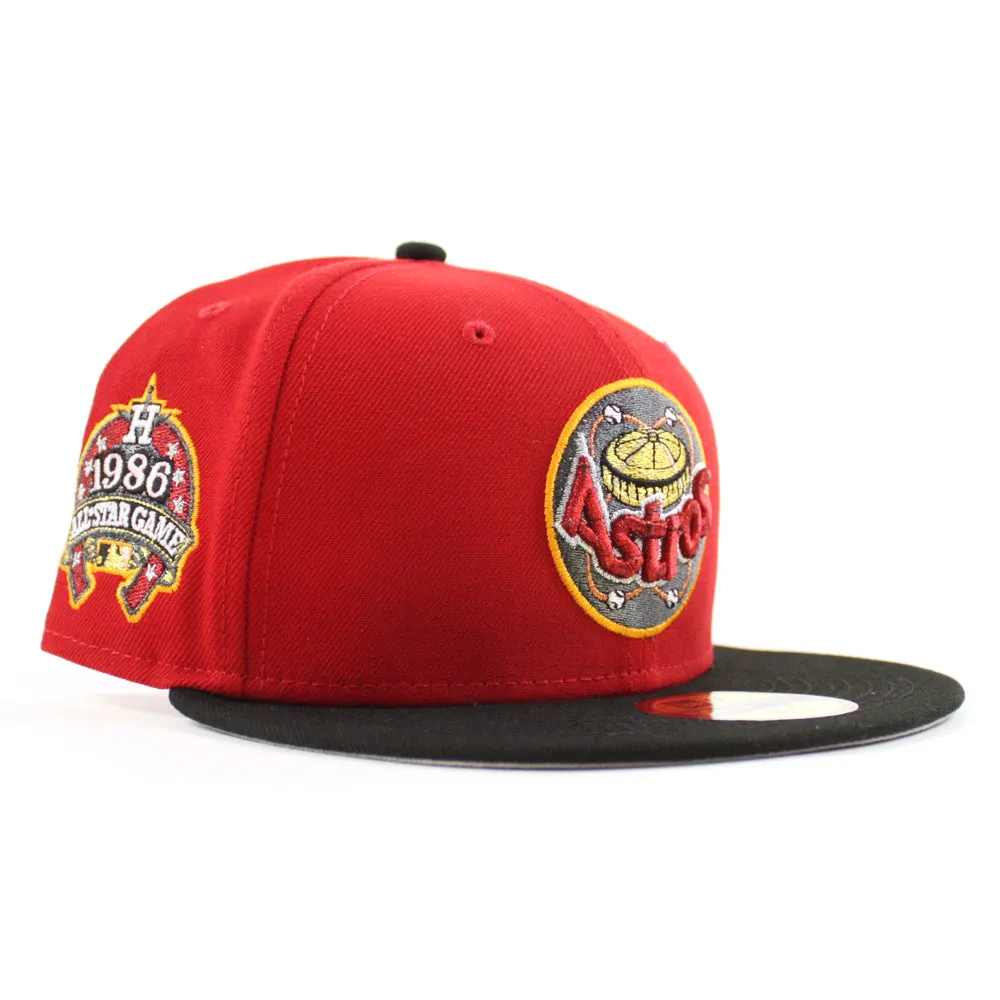 Houston Astros 1986 All Star Game New Era 59Fifty Fitted Hat (Scarlet Red Black Gray Under Brim)