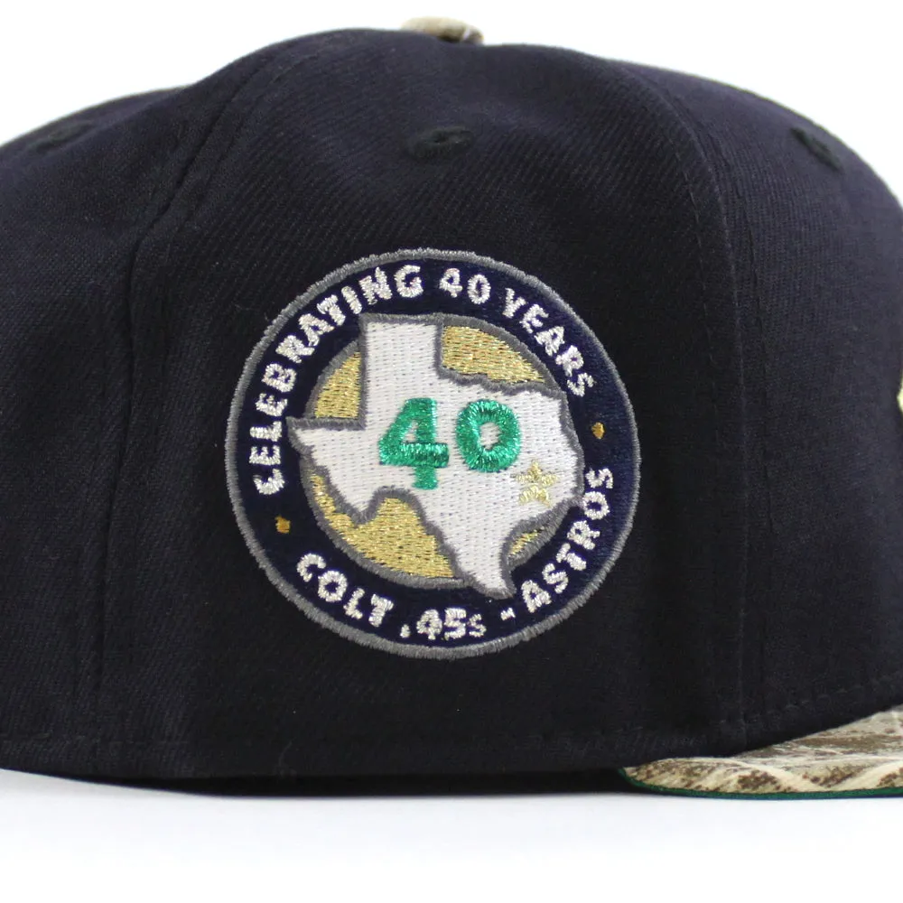 Houston Colt 45 40th Anniversary New Era 59Fifty Fitted Hat (Navy RealTree Camo Green Under Brim)