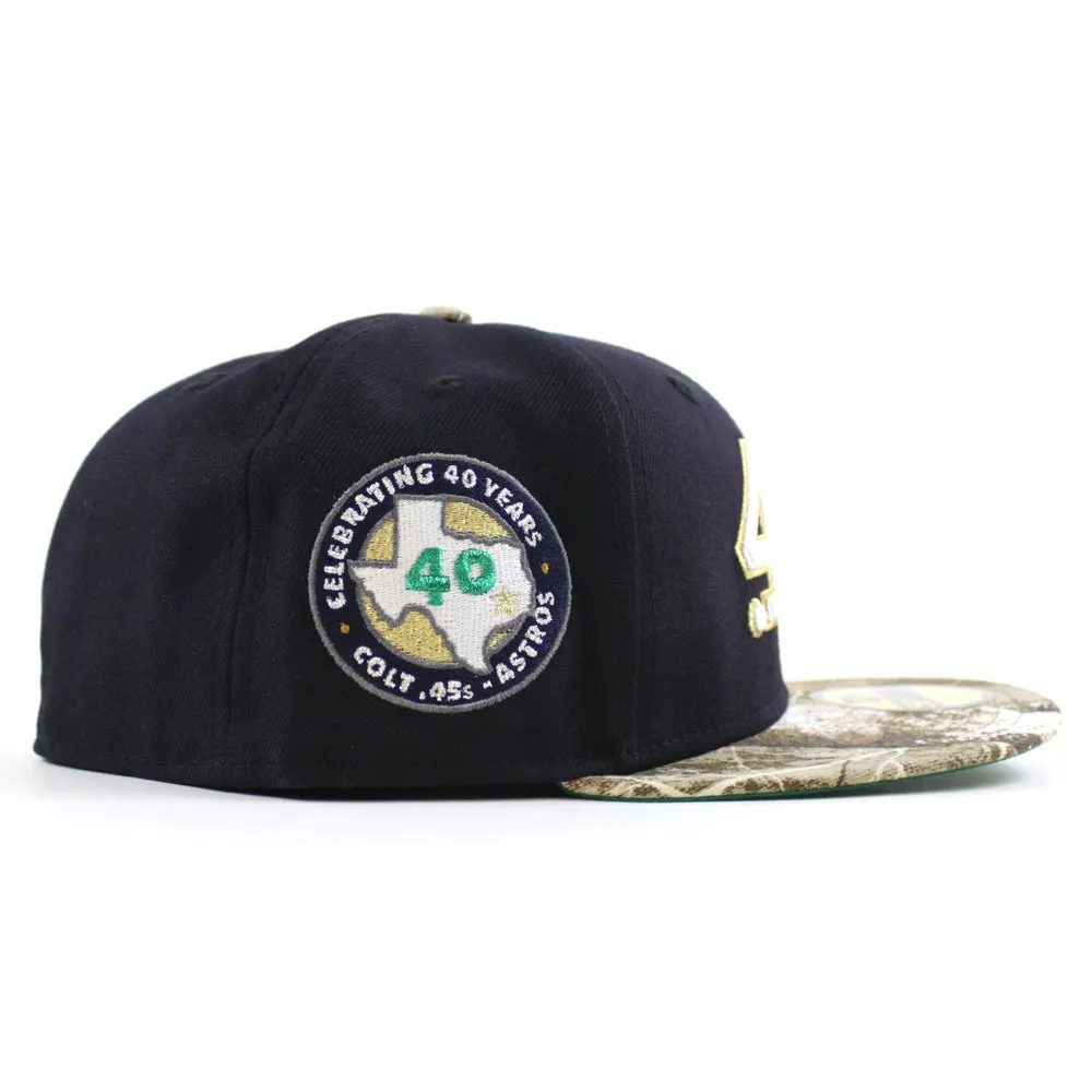 Houston Colt 45 40th Anniversary New Era 59Fifty Fitted Hat (Navy RealTree Camo Green Under Brim)