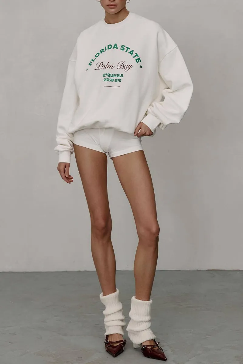 HWR1061 Letter Print Sweatshirt  Top