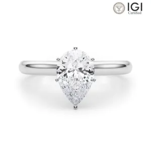 Isabella Pear Lab Grown Diamond Solitaire Engagement Ring IGI Certified