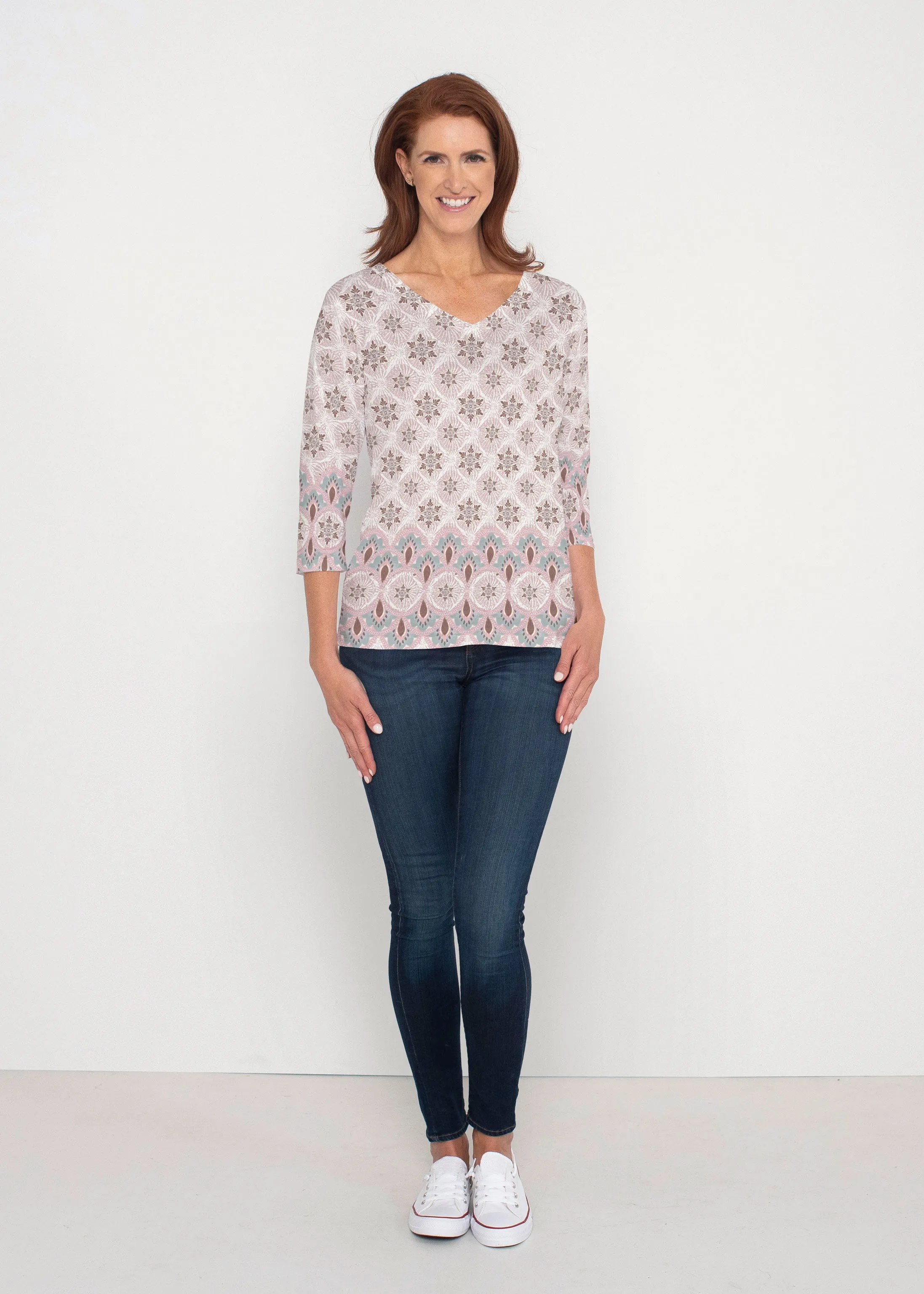 Izzy Grey (19200) ~ Signature 3/4 Sleeve V-Neck Top