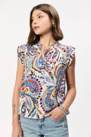Jinora Ruffle Sleeve Top