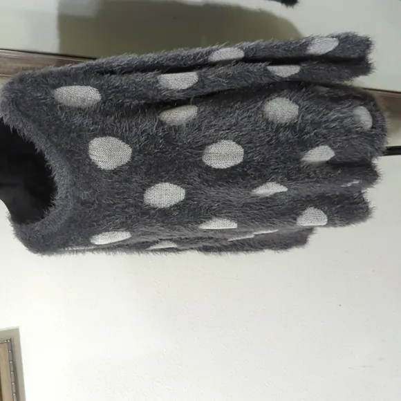 Joseph A. Charcoal Gray Polka Dot Fuzzy Eyelash Pullover Sweater