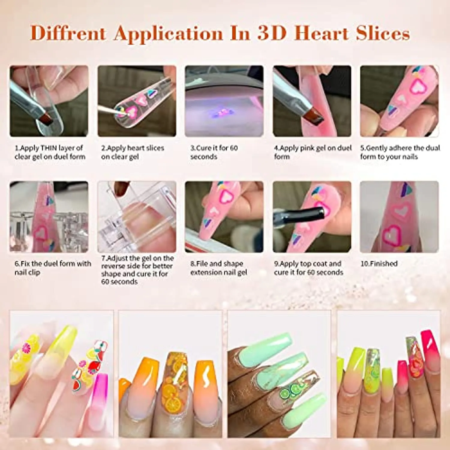 JOSLOVE Poly Nail Gel Kit with UV Light Starter Kits Acrylic Nail Poly Gel Extension Nail Art Soft Clay Polymer Slices All in One Kit (Poly Nail Gel Kit P011)