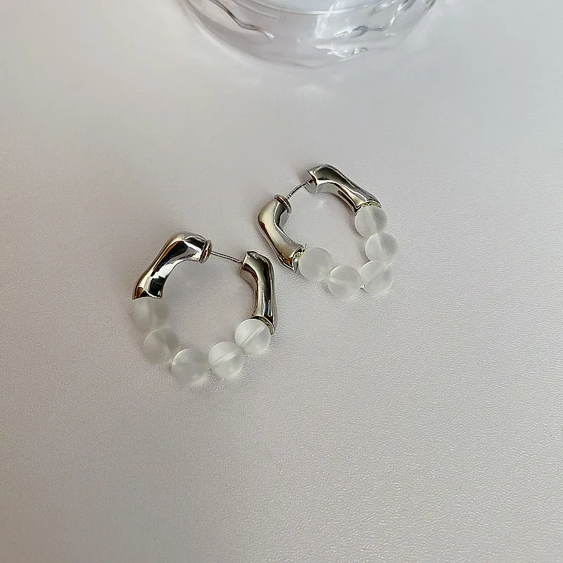 Just Lil Things White Hoop Earrings jlt11566