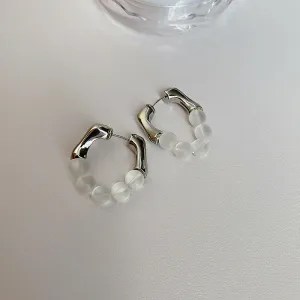 Just Lil Things White Hoop Earrings jlt11566