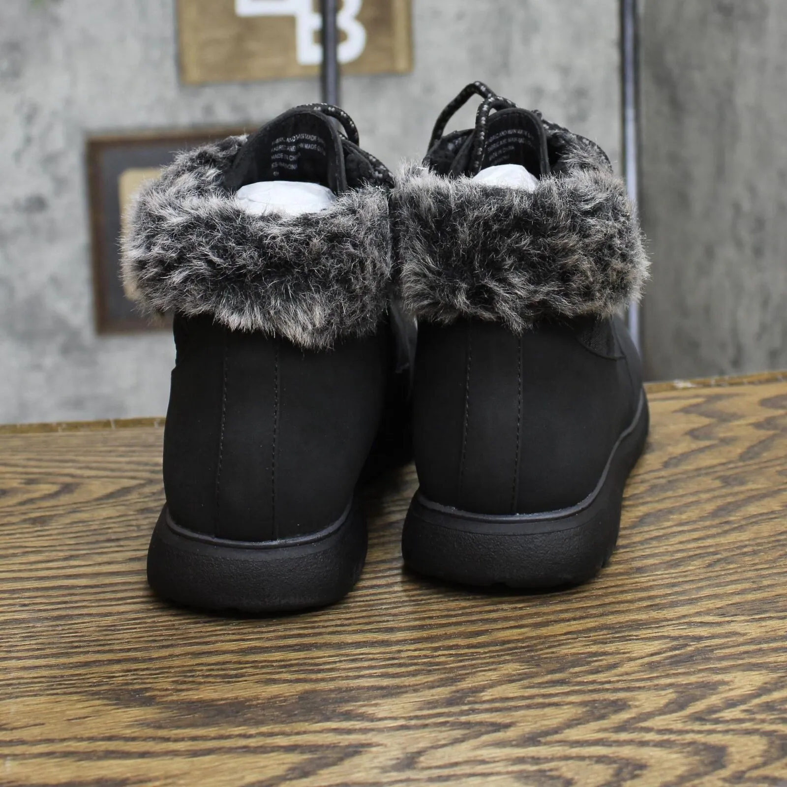 Karen Scott Womens Lace Up Faux Fur Wanona Booties 10011619500 Black 9M