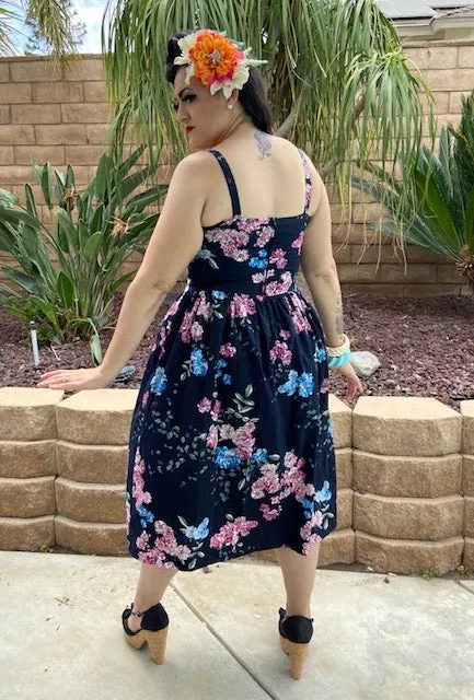 Katharina Dress- Floral  with Magenta Pink