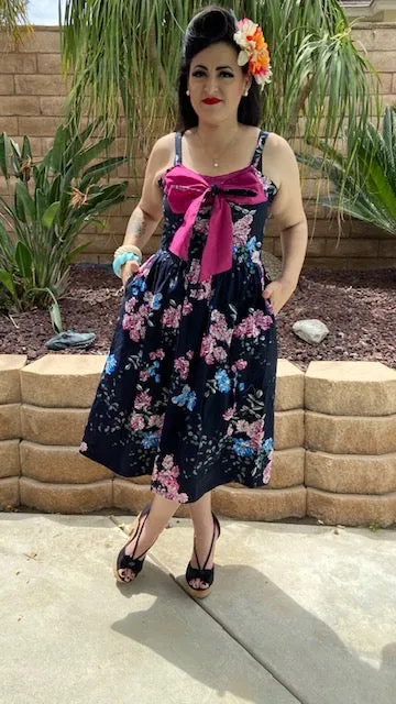 Katharina Dress- Floral  with Magenta Pink