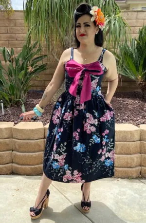 Katharina Dress- Floral  with Magenta Pink