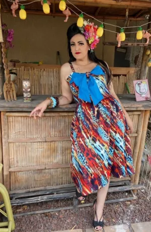 Katharina Dress- Wild Mult Color with Blue