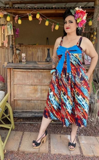 Katharina Dress- Wild Mult Color with Blue