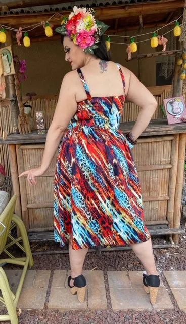 Katharina Dress- Wild Mult Color with Blue