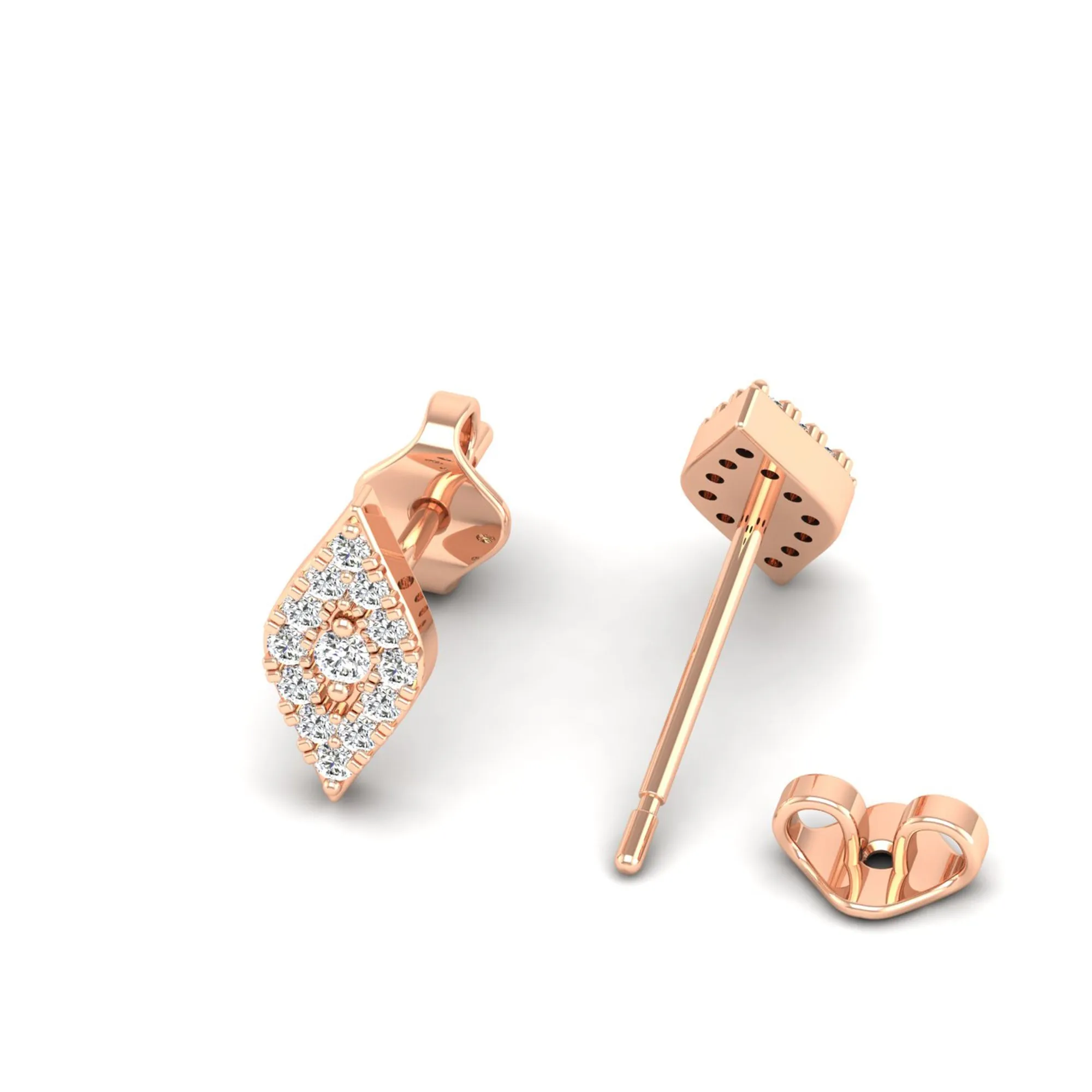 Kite-Shaped Diamond Stud Earrings