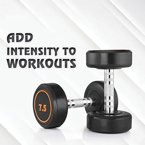 Klikfit Rubber Dumbbells, 7.5 KG (Black) (7.5kg x 2pcs)