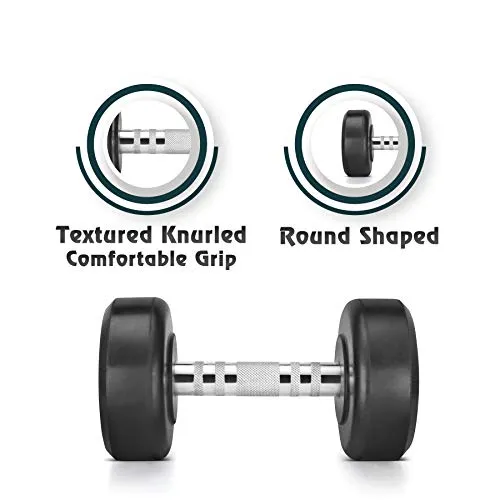 Klikfit Rubber Dumbbells, 7.5 KG (Black) (7.5kg x 2pcs)