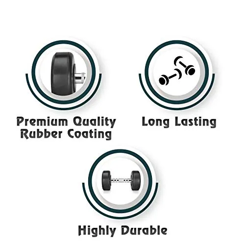Klikfit Rubber Dumbbells, 7.5 KG (Black) (7.5kg x 2pcs)