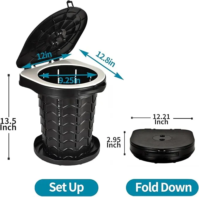 KPR Upgrade Retractable Portable Toilet Camping Toilet Lightweight and Height Adjustable Folding Travel Toilet Portable Potty for Adults Kids, Perfect for Travel,Camp,Car,Emergency Use