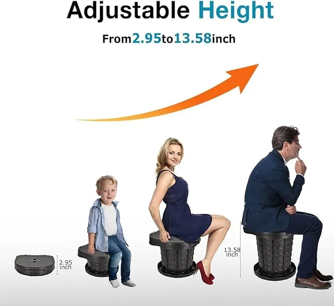KPR Upgrade Retractable Portable Toilet Camping Toilet Lightweight and Height Adjustable Folding Travel Toilet Portable Potty for Adults Kids, Perfect for Travel,Camp,Car,Emergency Use