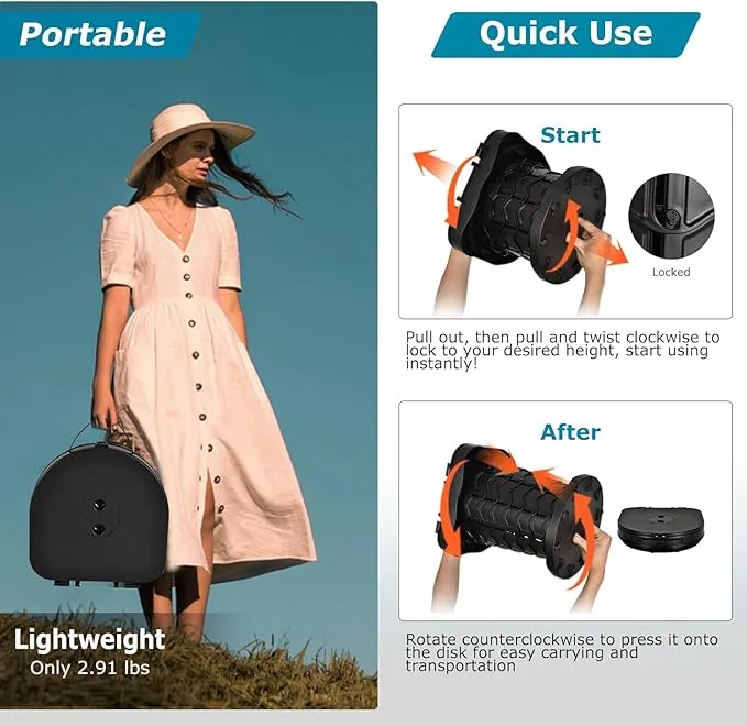 KPR Upgrade Retractable Portable Toilet Camping Toilet Lightweight and Height Adjustable Folding Travel Toilet Portable Potty for Adults Kids, Perfect for Travel,Camp,Car,Emergency Use