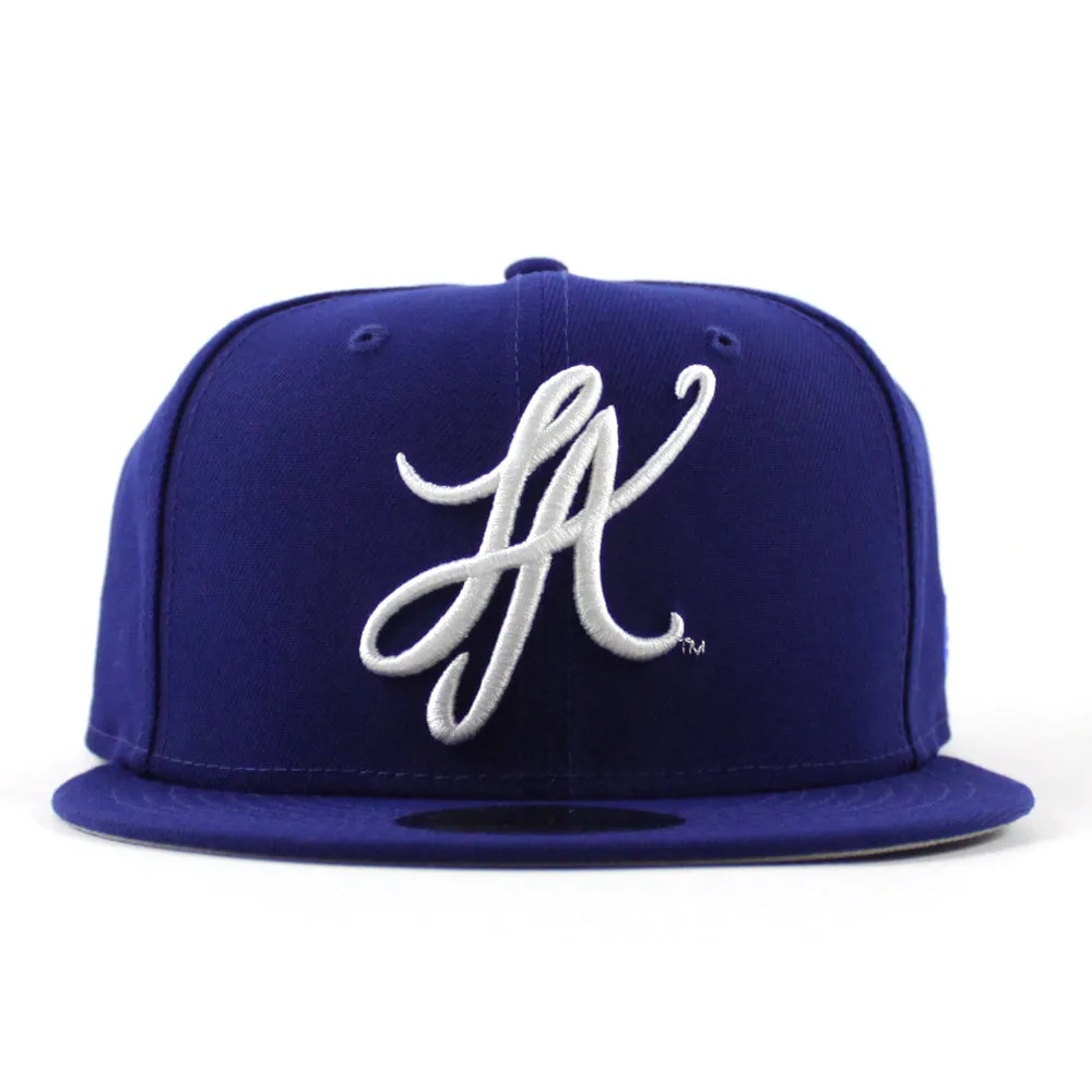 LA Script New Era 59Fifty Hat (Dark Royal Blue GRAY UNDER BRIM)