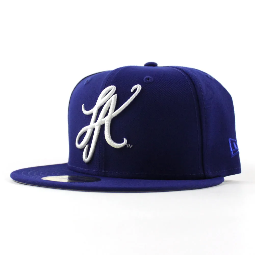 LA Script New Era 59Fifty Hat (Dark Royal Blue GRAY UNDER BRIM)