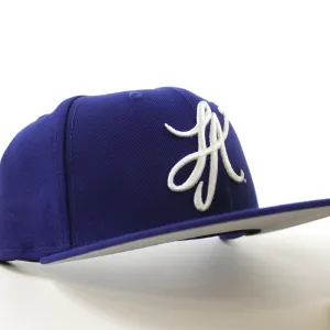 LA Script New Era 59Fifty Hat (Dark Royal Blue GRAY UNDER BRIM)