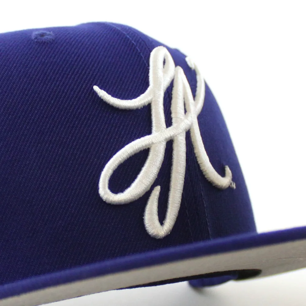 LA Script New Era 59Fifty Hat (Dark Royal Blue GRAY UNDER BRIM)