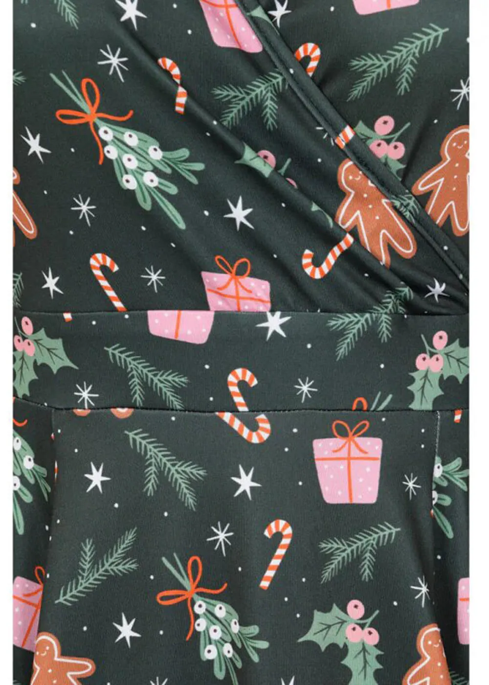 Lady V Lyra Gingerbread Christmas 50's Swing Dress Green