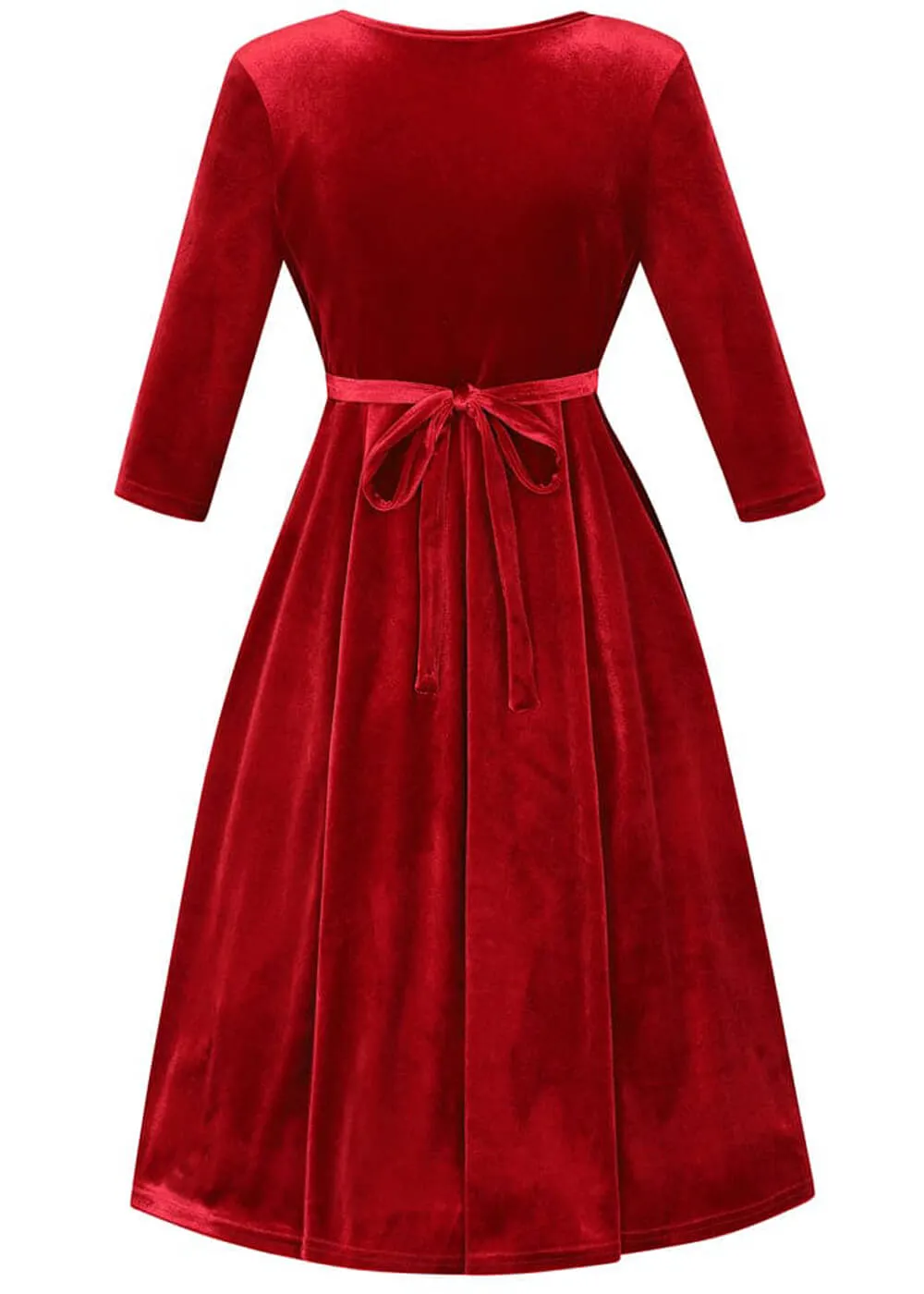 Lady V Lyra Velvet 50's Swing Dress Red