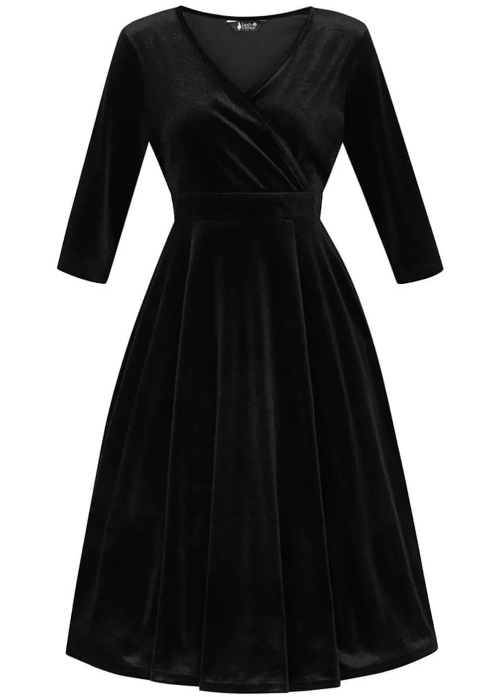 Lady V Lyra Velvet 50's Swing Jurk Zwart