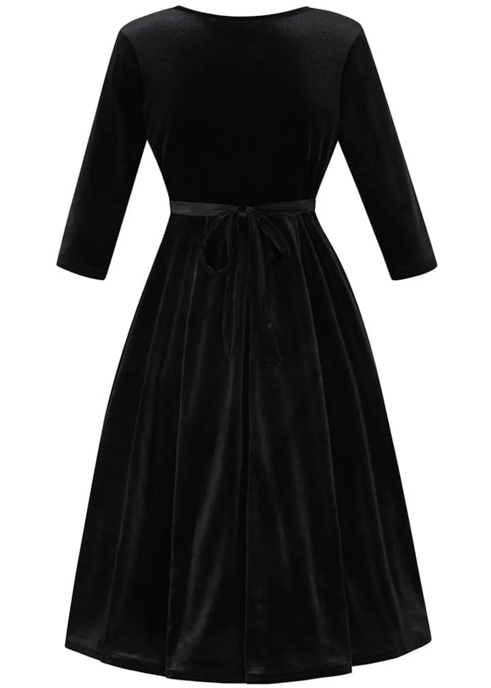 Lady V Lyra Velvet 50's Swing Jurk Zwart