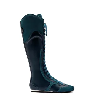 Larroude x Jonathan Cohen Flat Hi Sneaker Boot In Teal Suede