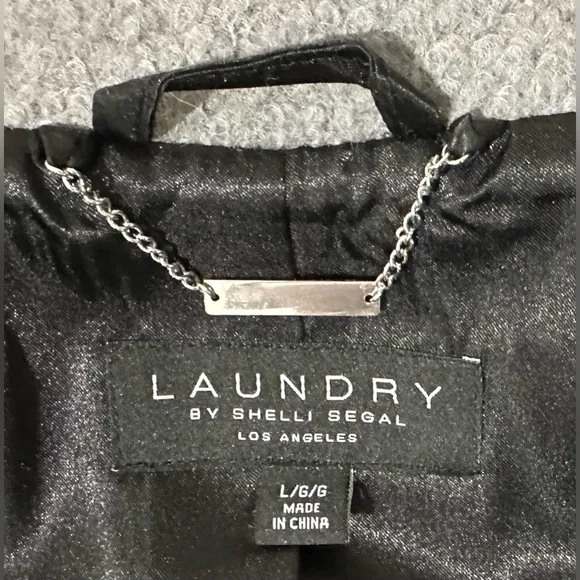 Laundry by Shelli Segal Long Wool Blend Coat Color Block Gray Size Large EUC