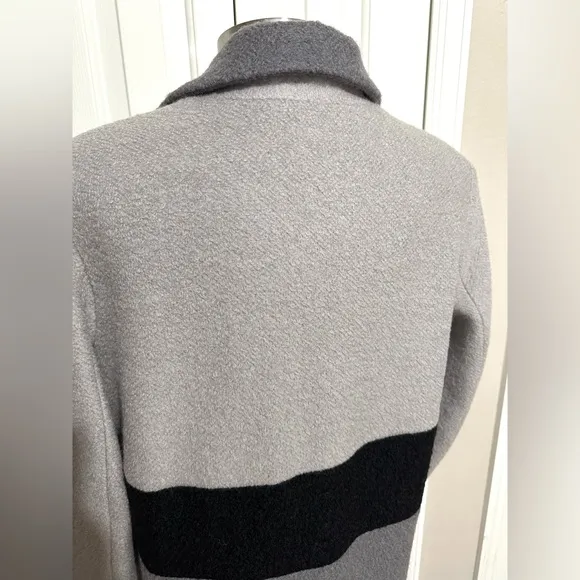 Laundry by Shelli Segal Long Wool Blend Coat Color Block Gray Size Large EUC