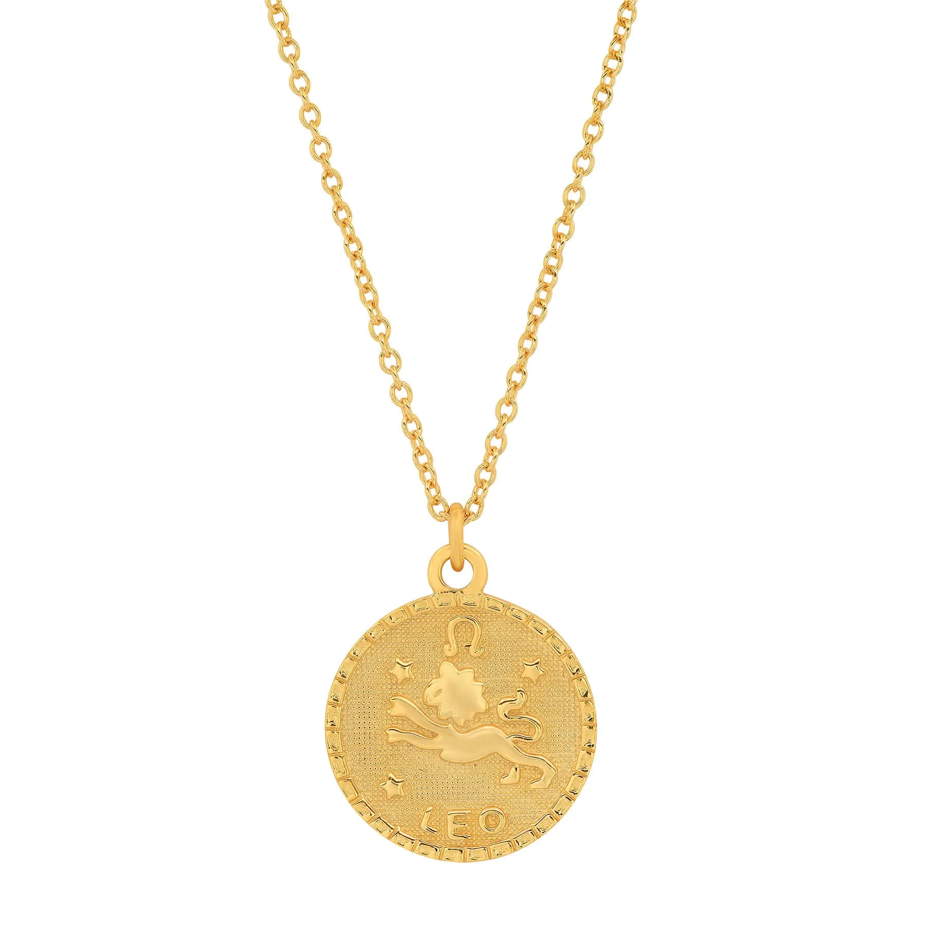 LEO ZODIAC MEDALLION NECKLACE, GOLD