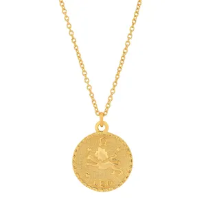 LEO ZODIAC MEDALLION NECKLACE, GOLD
